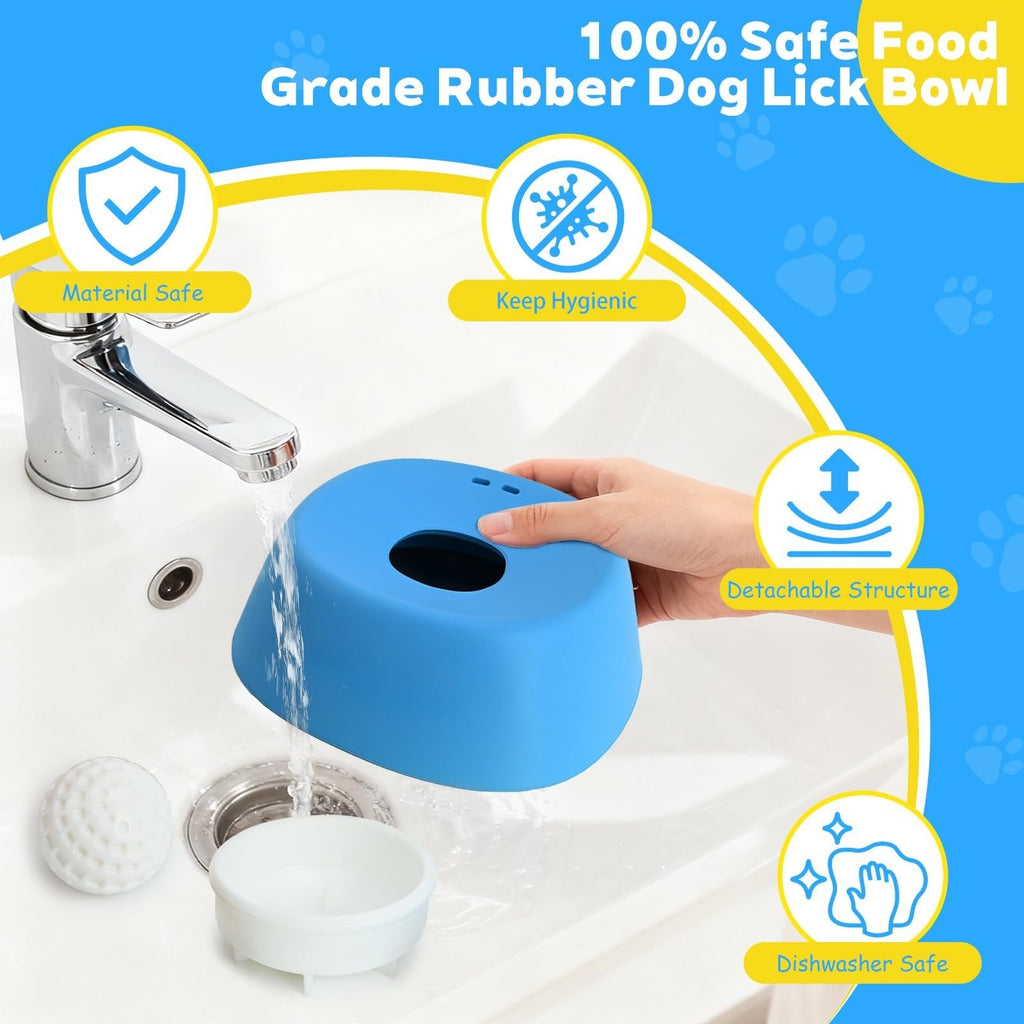 Dog Licking Bowl with Rolling Ball | Slow Feeder & Anti-Spill Liquid Feeding Bowl for Dogs