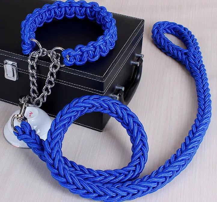 Heavy-Duty Double Strand Rope Leash & P Chain Collar Set