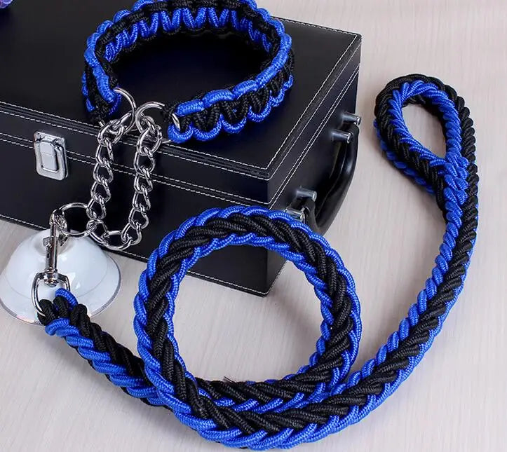 Heavy-Duty Double Strand Rope Leash & P Chain Collar Set