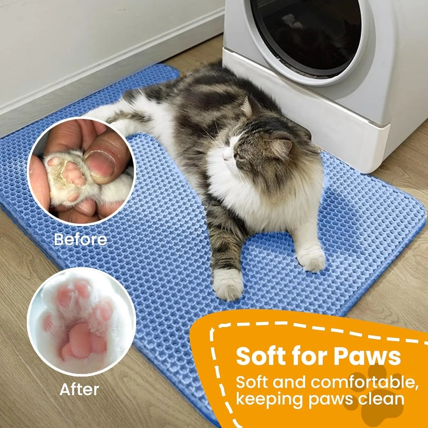 PawShield™ Waterproof Double Layer Cat Litter Mat 🐾 | Honeycomb Litter Trapper for Cleaner Floors