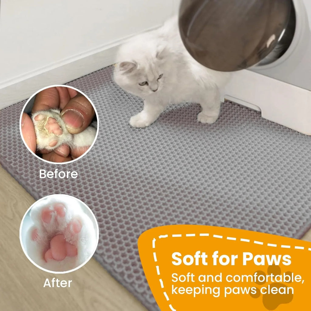 PawShield™ Waterproof Double Layer Cat Litter Mat 🐾 | Honeycomb Litter Trapper for Cleaner Floors