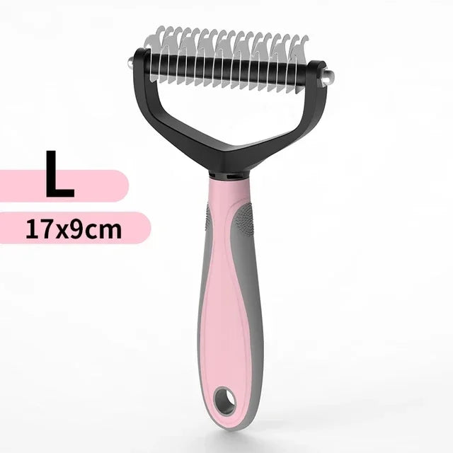 2-in-1 Stainless Steel Pet Grooming Brush | Double-Sided Deshedding & Dematting Comb for Dogs & Cats