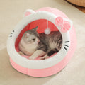 CozyNest™ Foldable Plush Pet Cave Bed with Hanging Toy