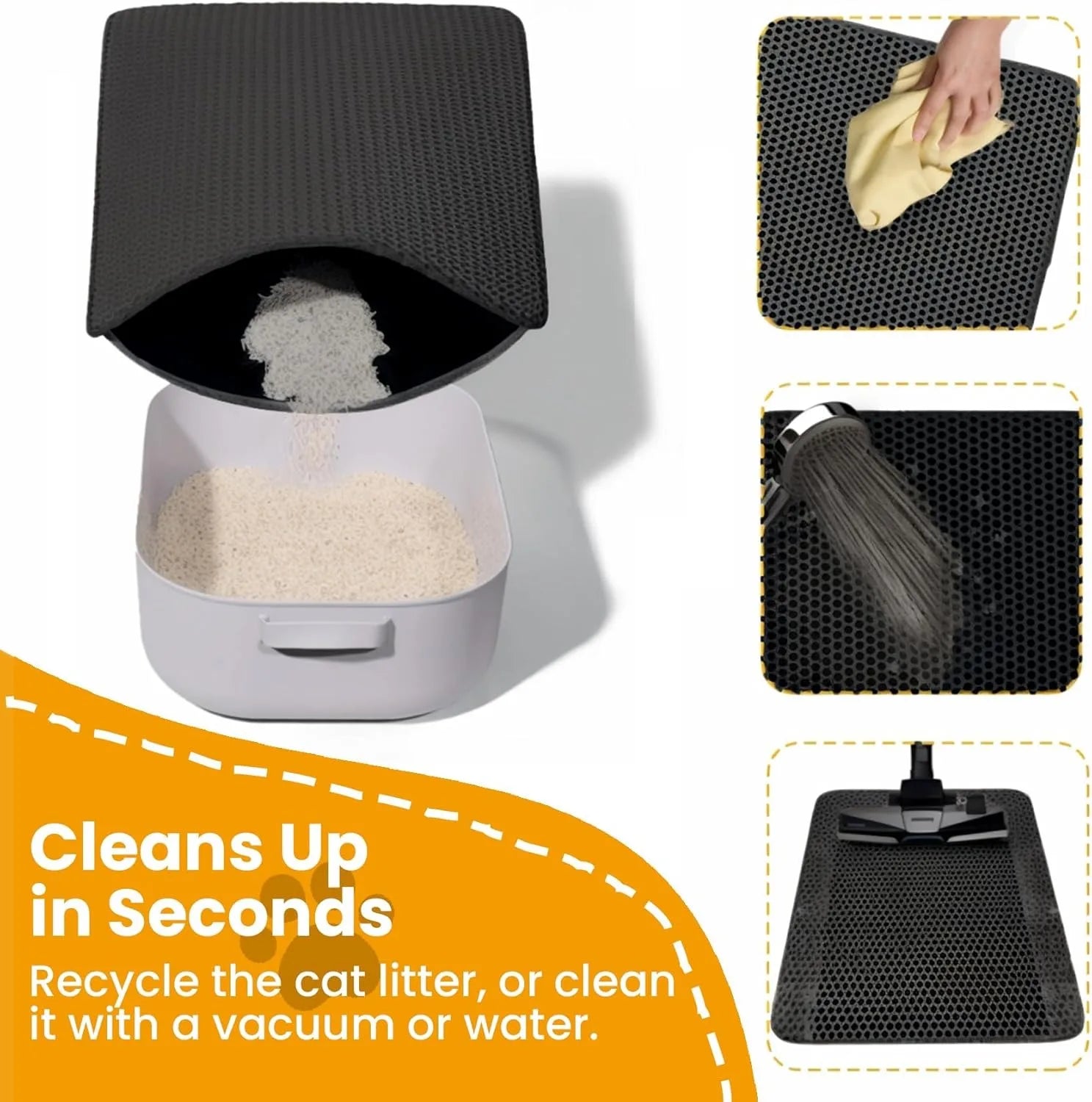 PawShield™ Waterproof Double Layer Cat Litter Mat 🐾 | Honeycomb Litter Trapper for Cleaner Floors