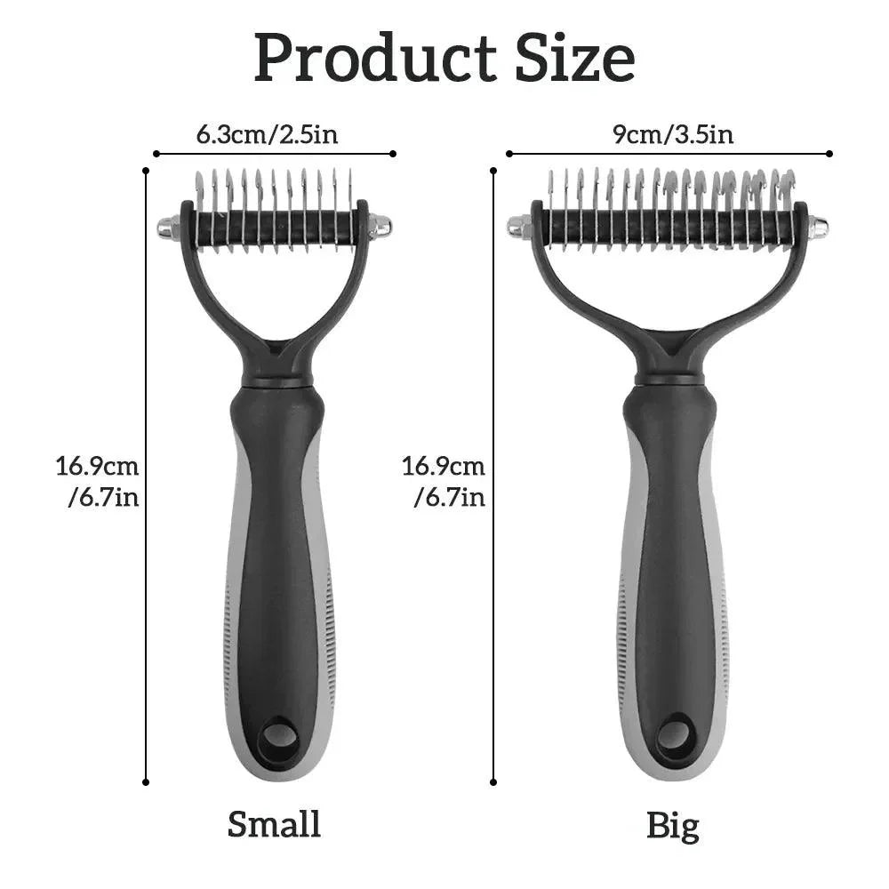 2-in-1 Stainless Steel Pet Grooming Brush | Double-Sided Deshedding & Dematting Comb for Dogs & Cats