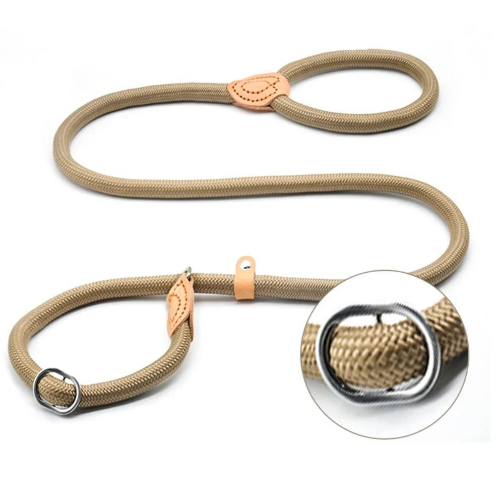 WizePet Heavy Duty Braided Slip Rope Dog Leash | Adjustable Training Lead & Collar for Medium & Large Dogs