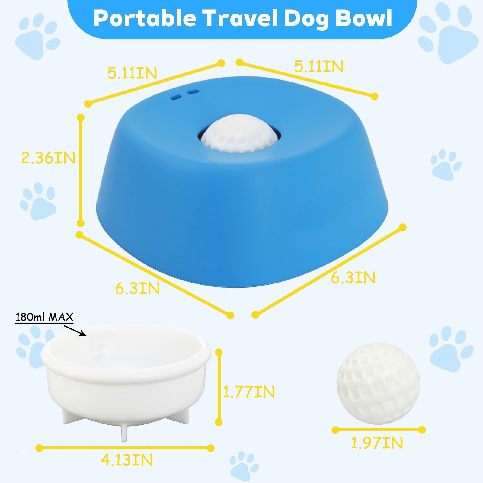 Dog Licking Bowl with Rolling Ball | Slow Feeder & Anti-Spill Liquid Feeding Bowl for Dogs